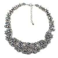 Ice Laurel White Crystal Stone Cluster Bib Necklace